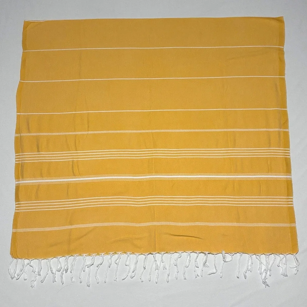 Gold Case Turkish Towel Unisex OS Mustard Yellow Striped Cotton Tassel Peshtemal